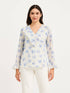 Vesper V-Neck Ruffle Top-White