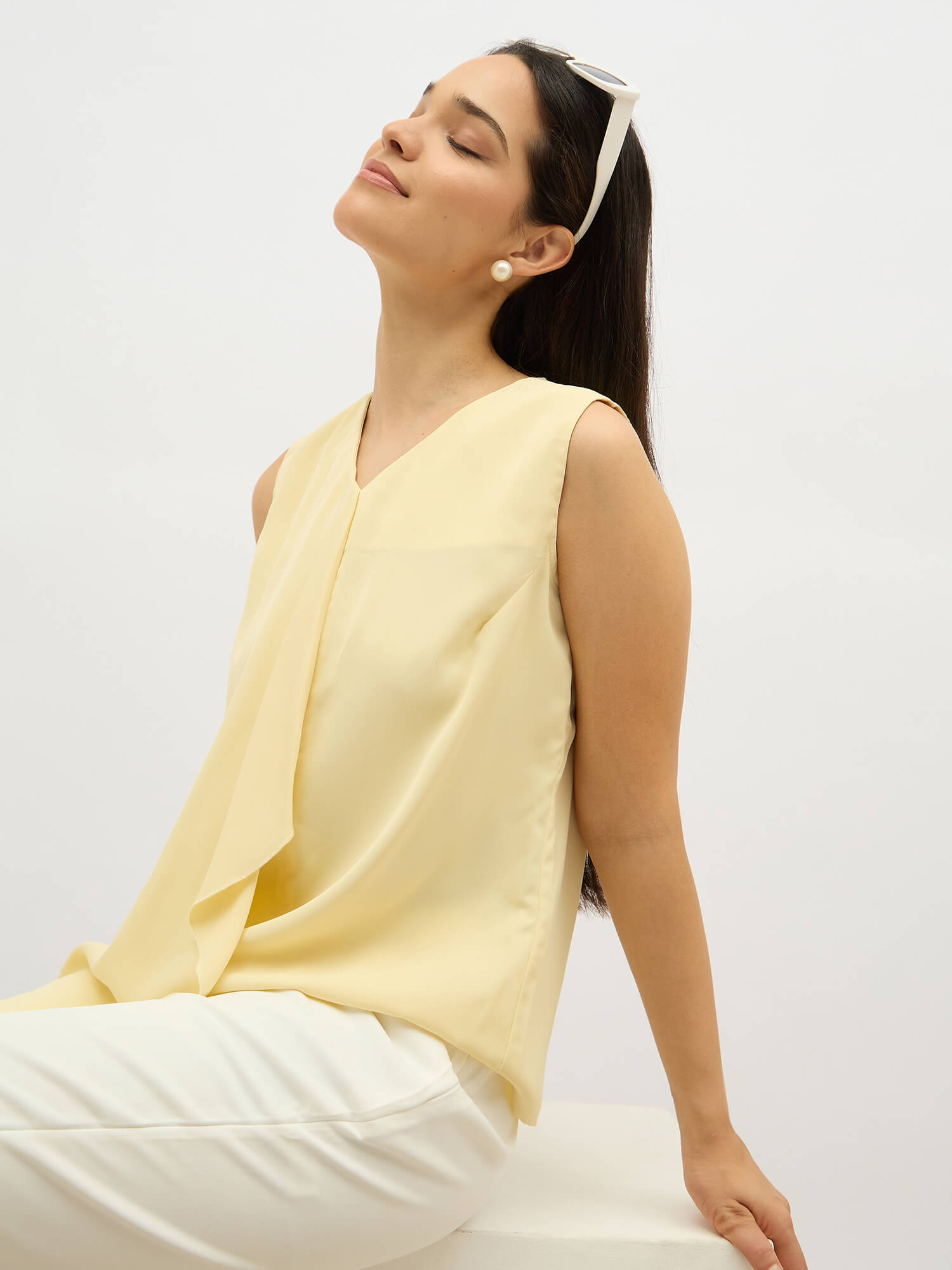 Disciplined Asymmetric front top-Butter Yellow