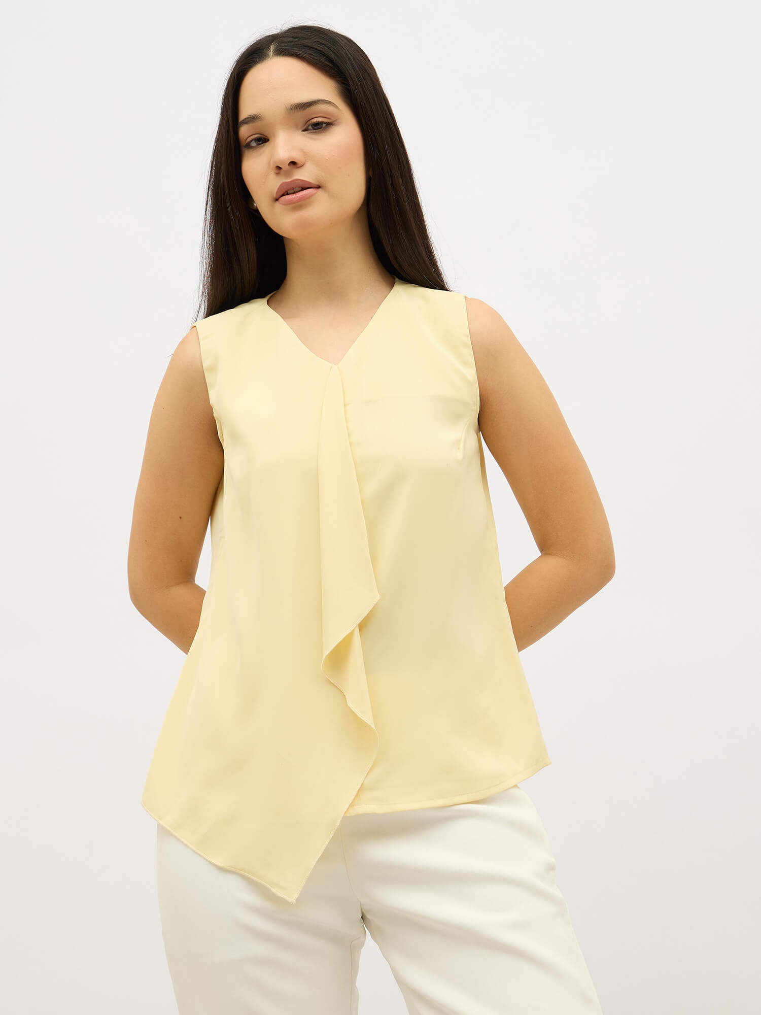 Disciplined Asymmetric front top-Butter Yellow