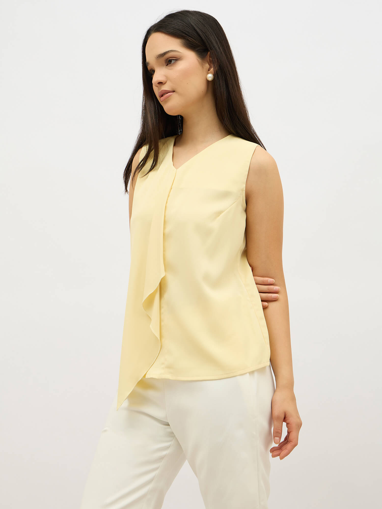 Disciplined Asymmetric front top-Butter Yellow