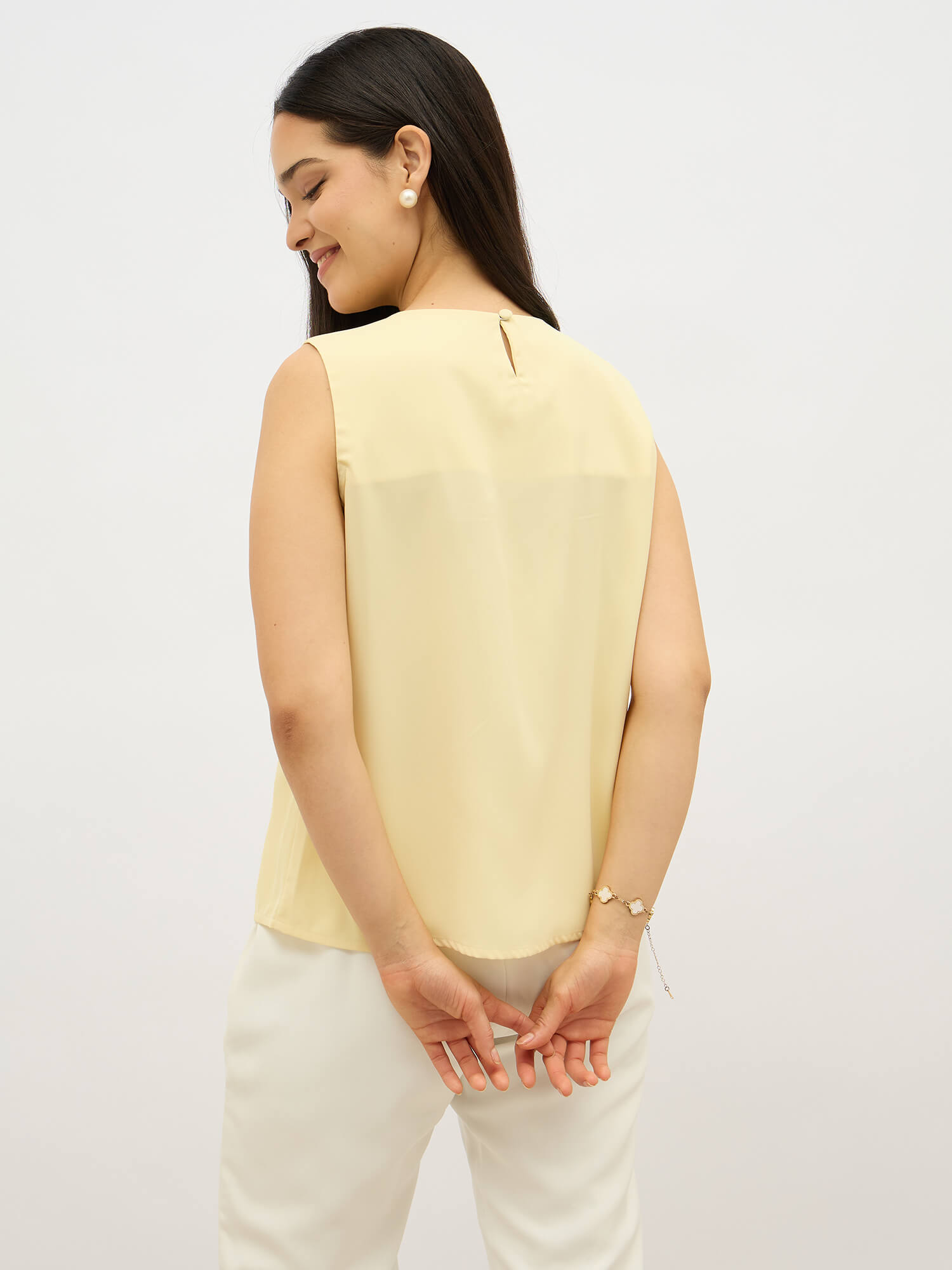 Disciplined Asymmetric front top-Butter Yellow