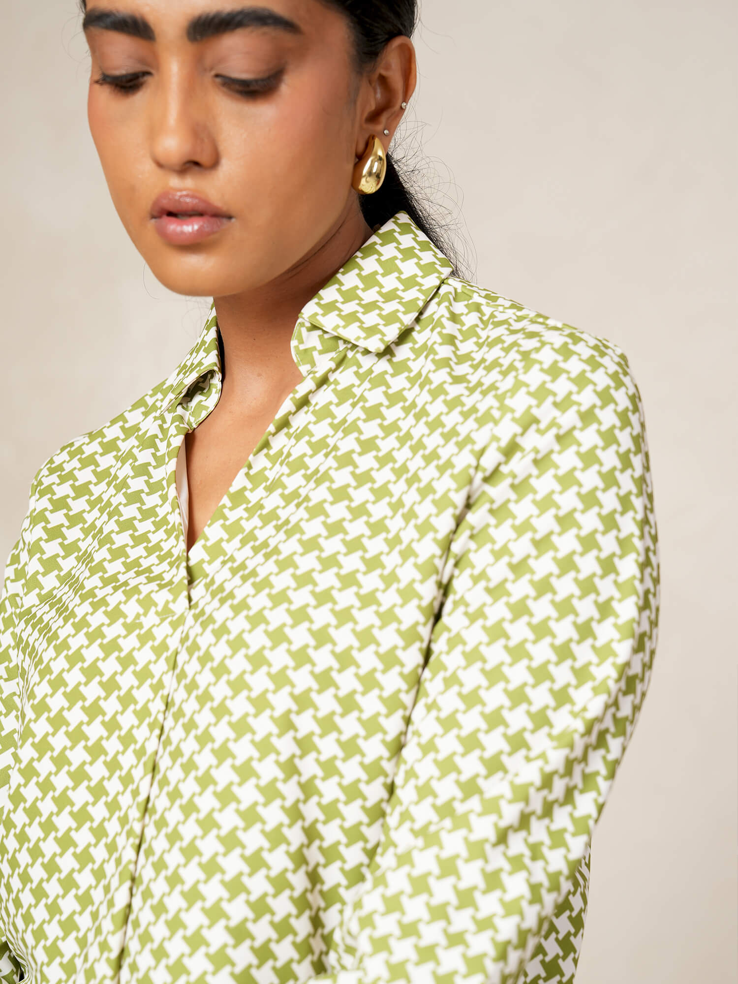 Emery Front Pleat Top-Lime