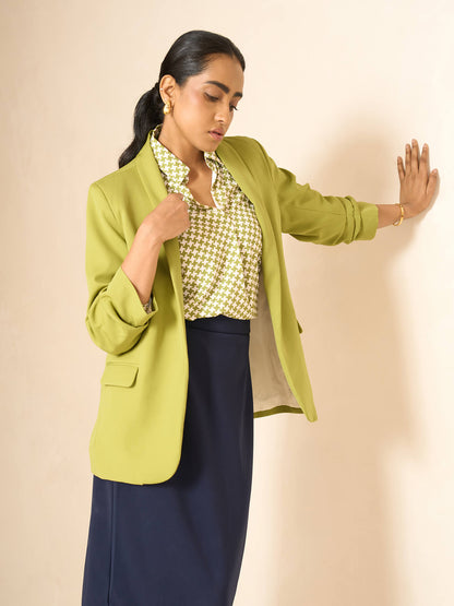Emery Front Pleat Top-Lime