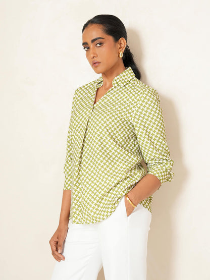 Emery Front Pleat Top-Lime