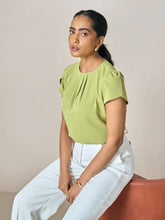 Tazia Front Pleat detail top-Green