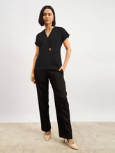 Brogia Overlap Embellished Top-Black