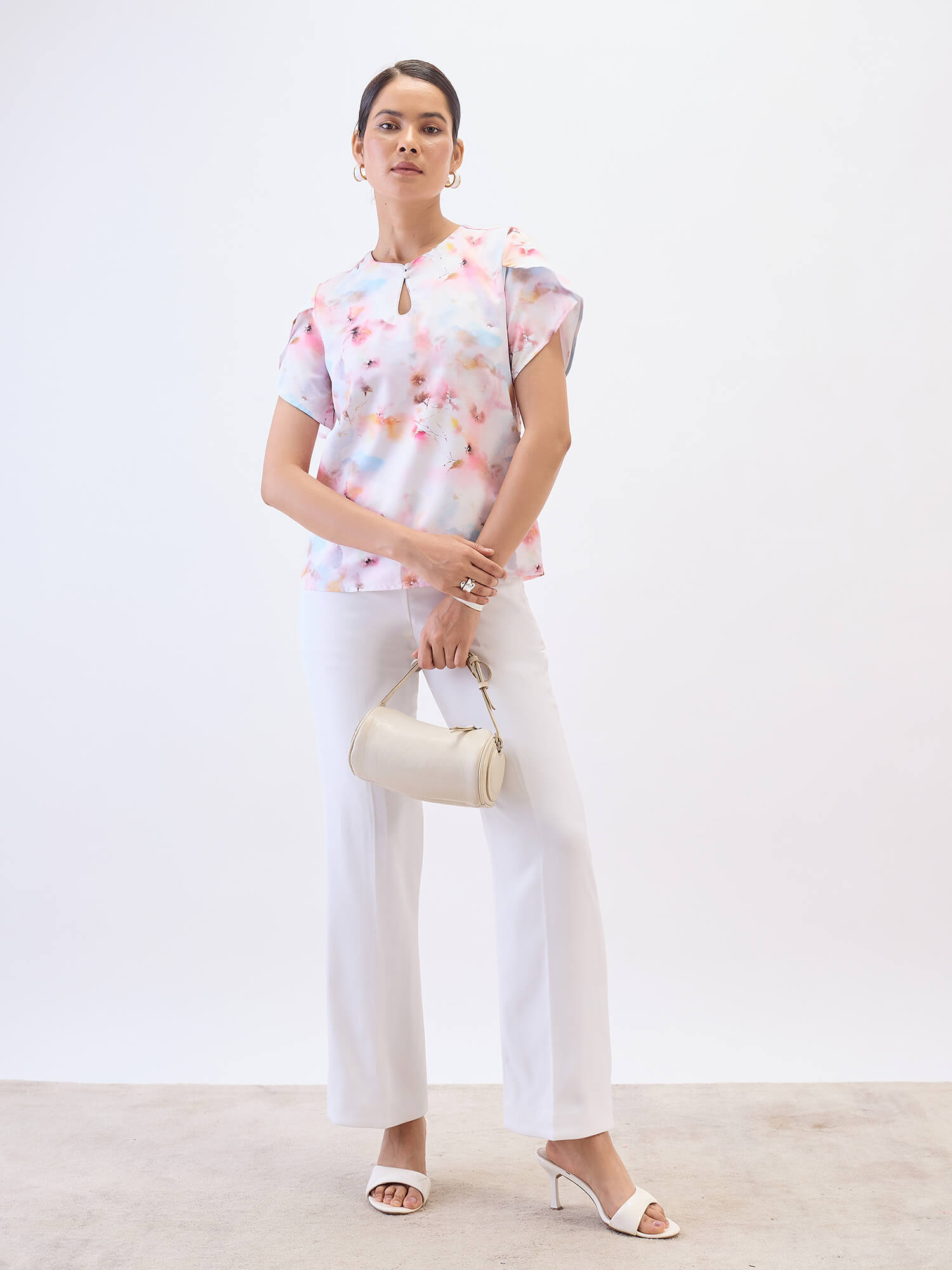 Briza Petal Sleeves Top-Multi