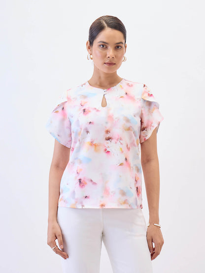 Briza Petal Sleeves Top-Multi