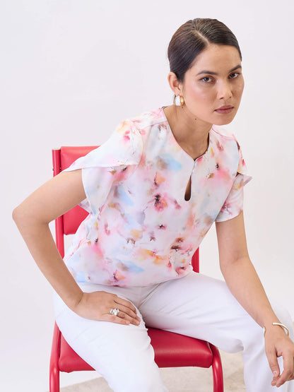 Briza Petal Sleeves Top-Multi