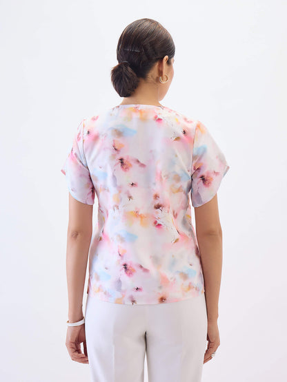 Briza Petal Sleeves Top-Multi