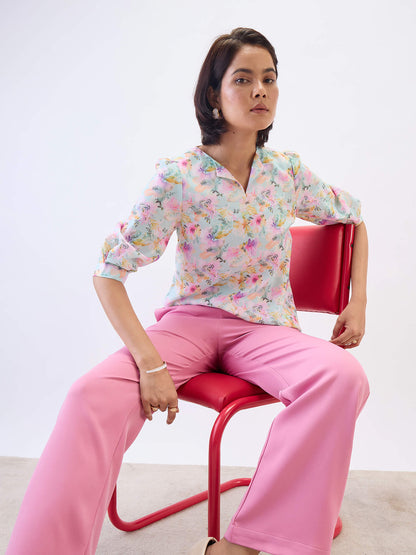 Gracie Puffed Sleeves Top-Multi