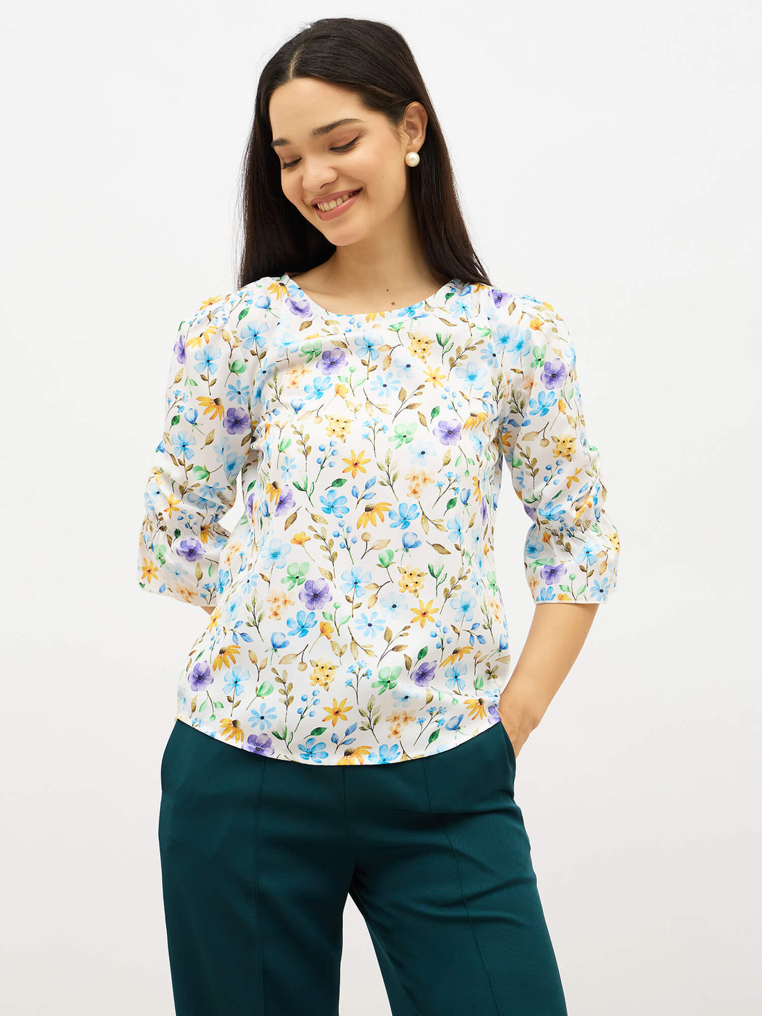 Abton Boat Neck Top-Multi