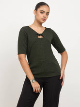 Amelise Knot Detail Top-Olive Green