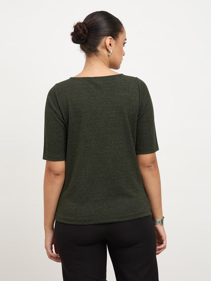 Amelise Knot Detail Top-Olive Green