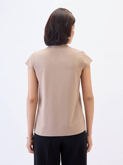 Helix Front Pintuck Detail Top-Beige
