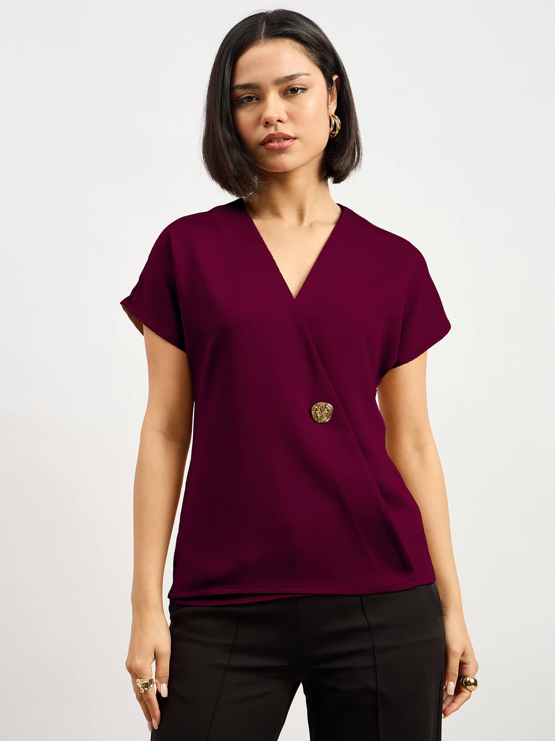 Brogia Overlap Embellished Top-Wine