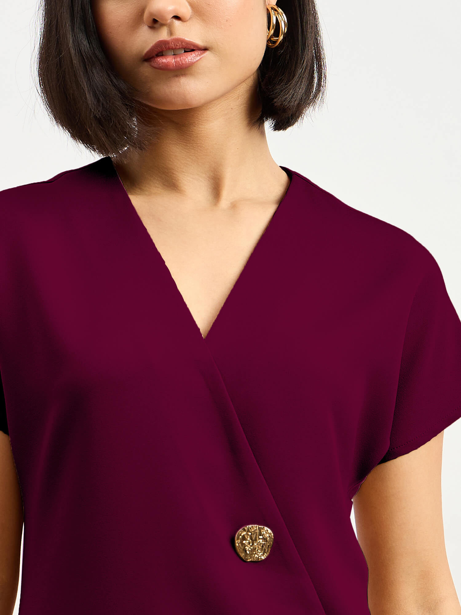 Brogia Overlap Embellished Top-Wine