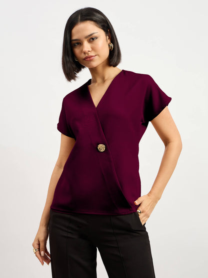 Brogia Overlap Embellished Top-Wine
