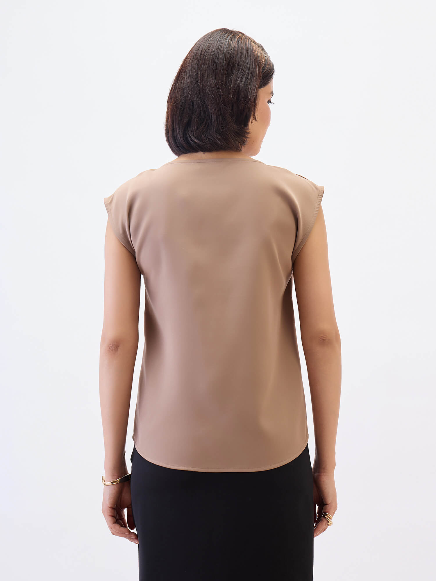 Creative Drop shoulder top-Beige - SALT Attire