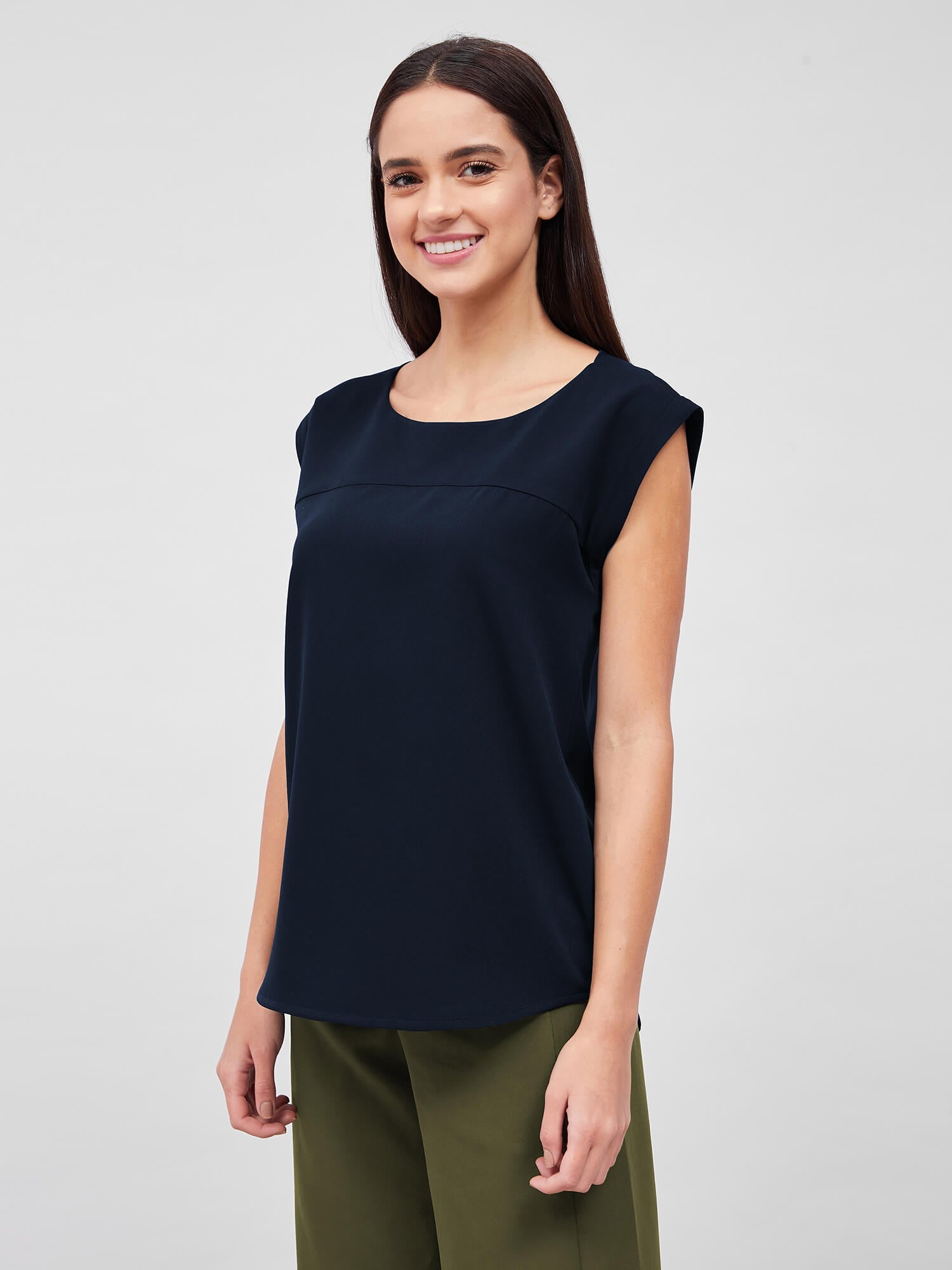 Creative Drop shoulder top-Navy - SALT Attire
