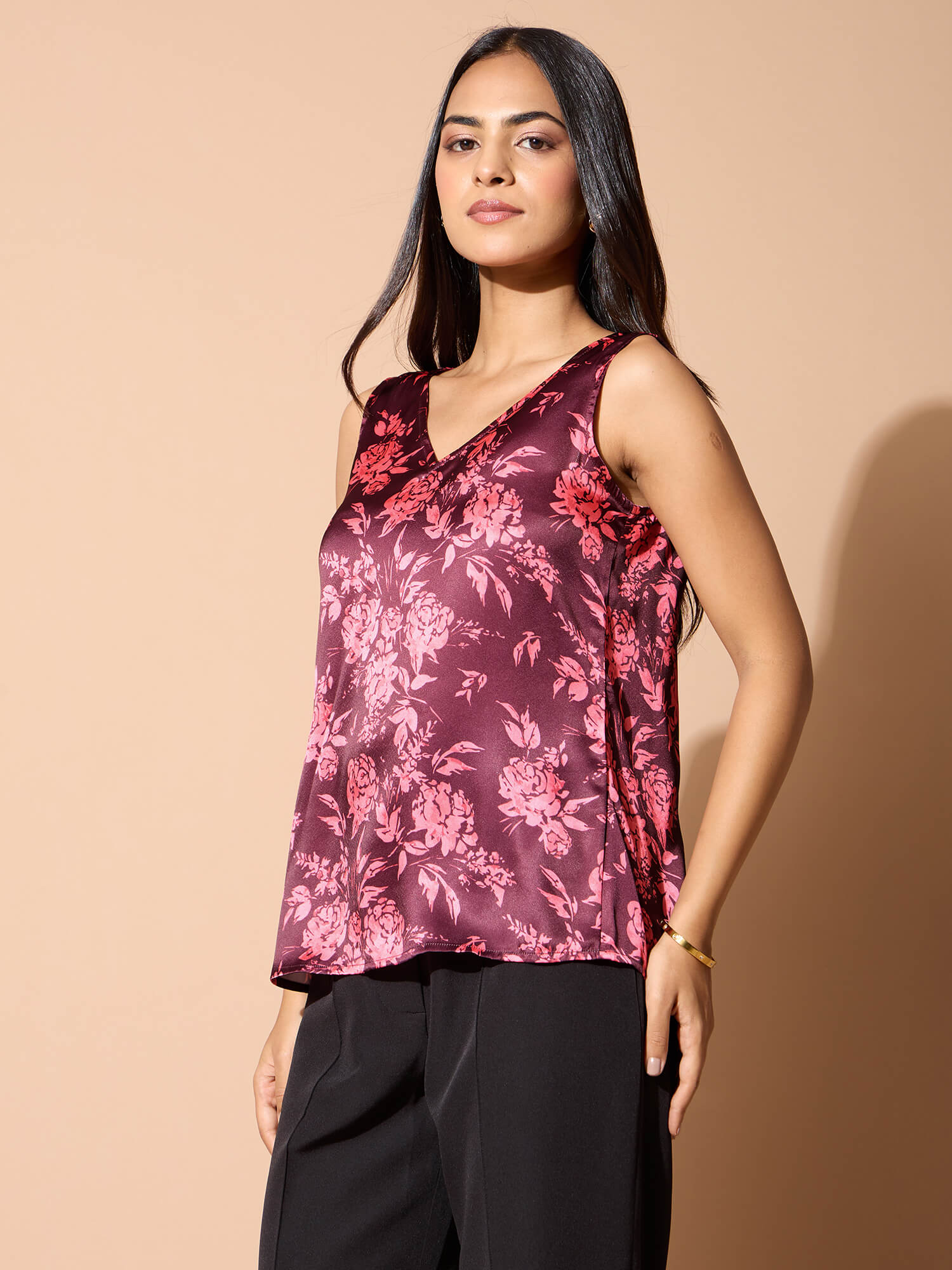 Niranda V Neck Sleeveless Top-Multi