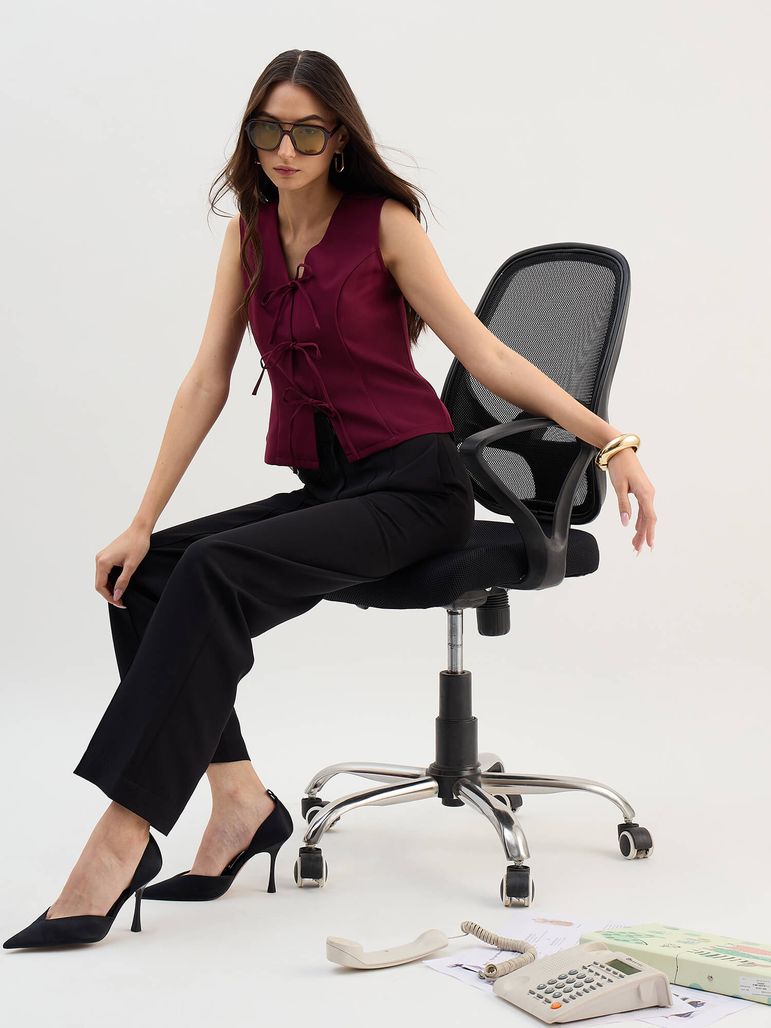 Aylen Tie up Detail Top-Wine