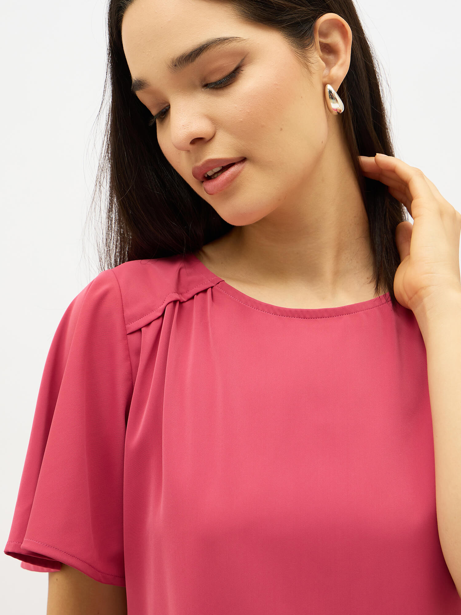Anastasia Flare Sleeve Top-Rose Pink - SALT Attire