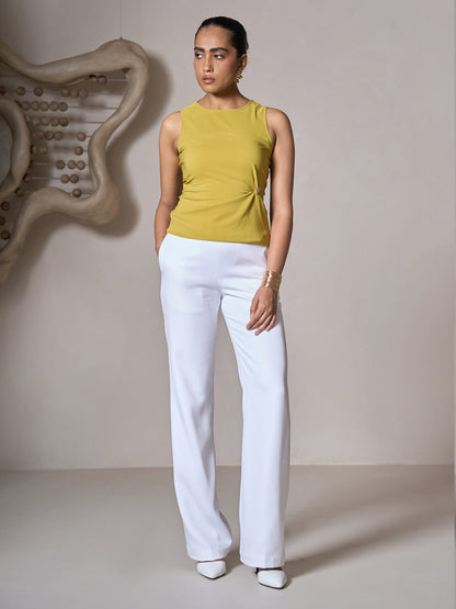Mason Drape Detail Top-Chartreuse
