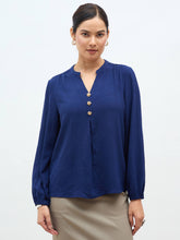 Nory Metallic Button Top-Navy