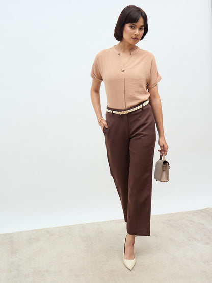 Sandra Drop Shoulder Top-Beige