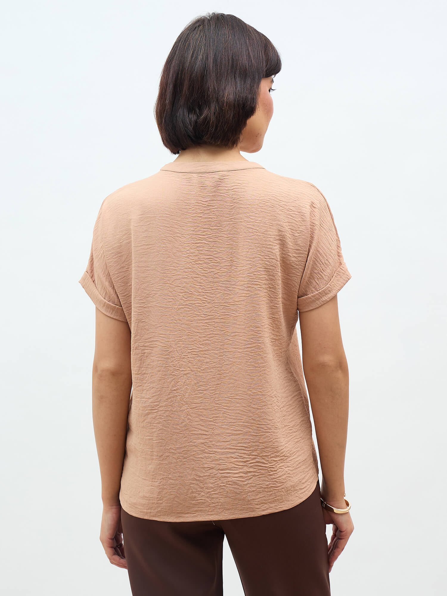 Sandra Drop Shoulder Top-Beige