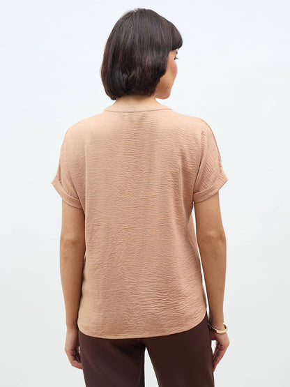 Sandra Drop Shoulder Top-Beige