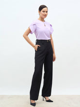 Belma Petal Sleeves Top-Lavender