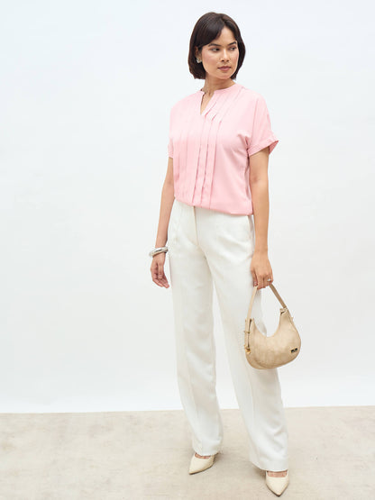 Dalia Pleated Top-Blush Pink