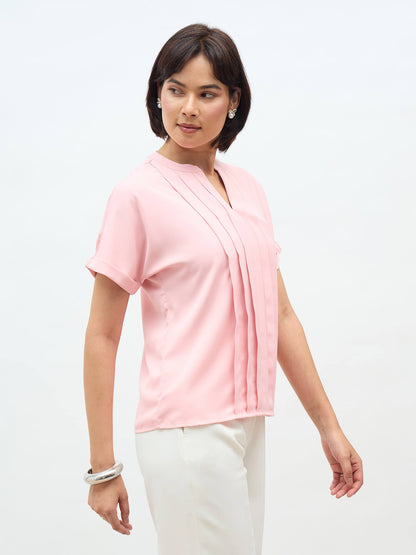 Dalia Pleated Top-Blush Pink