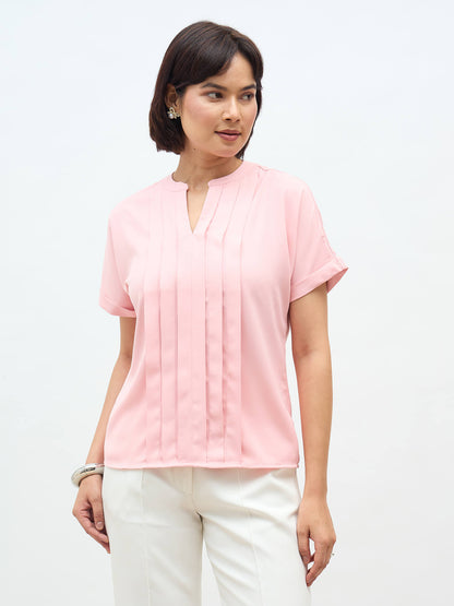 Dalia Pleated Top-Blush Pink