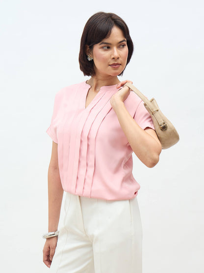Dalia Pleated Top-Blush Pink