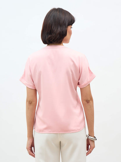 Dalia Pleated Top-Blush Pink