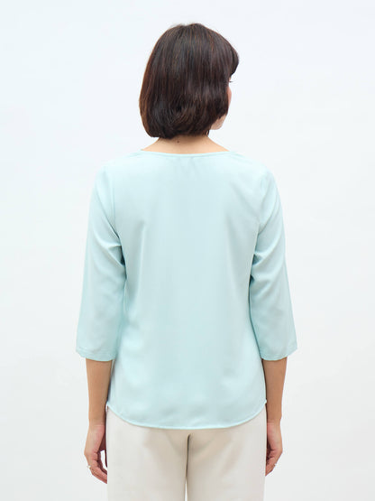 Amela Cowl Neck Top-Ice Blue