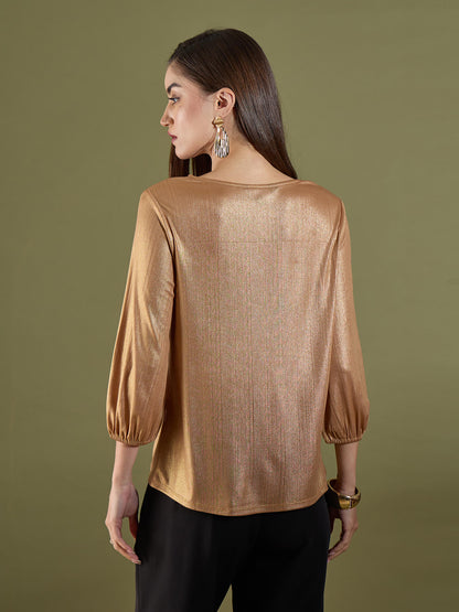 Milana Cowl Neck Top-Golden