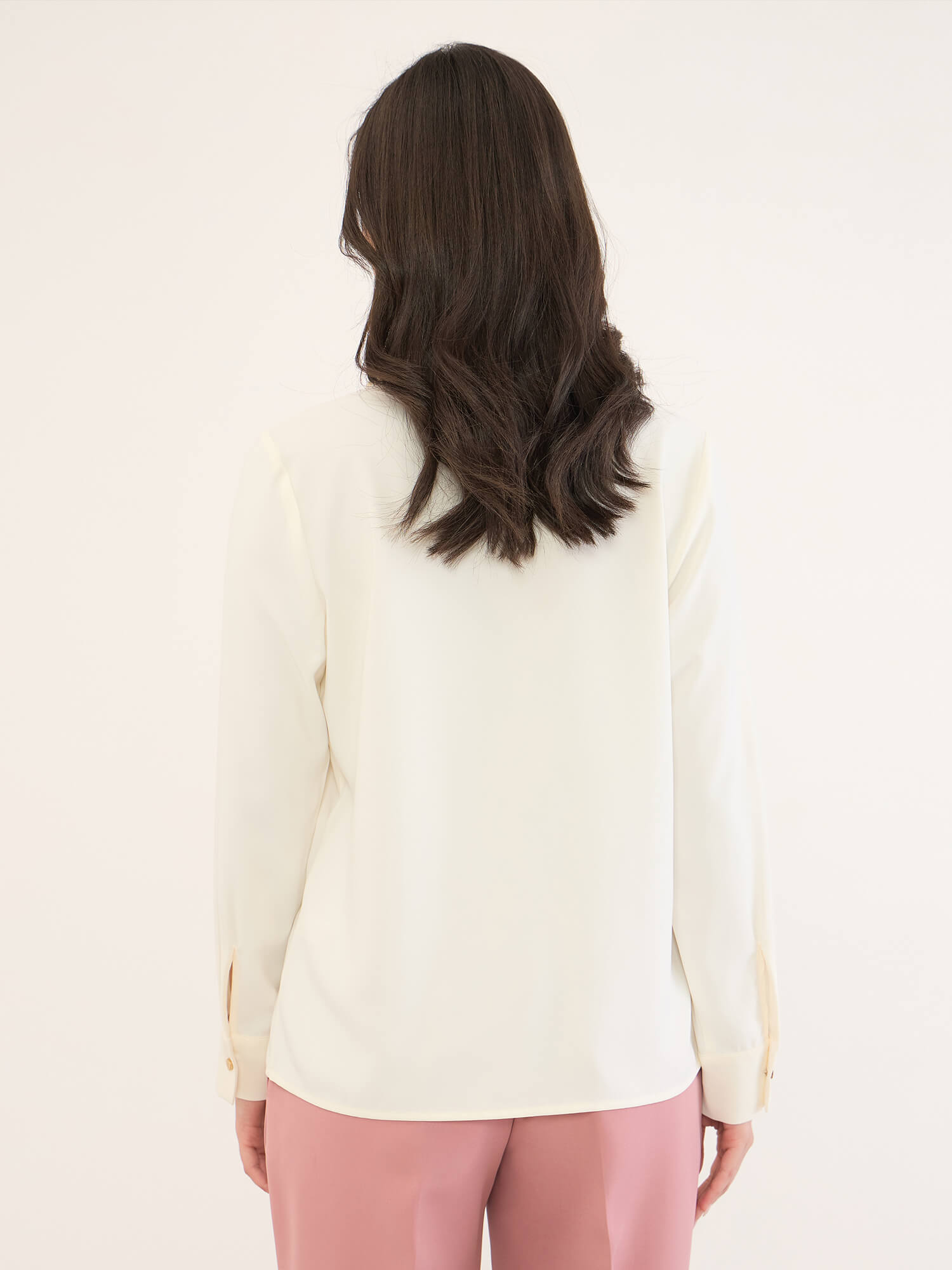 Andorra-Off White Front Pleat With Metallic Button Top-Off White