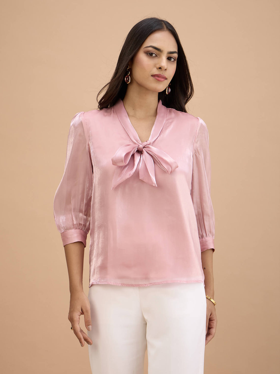 Gleam Tie-up top-Blush Pink