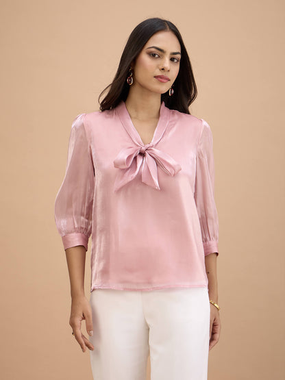 Gleam Tie-up top-Blush Pink