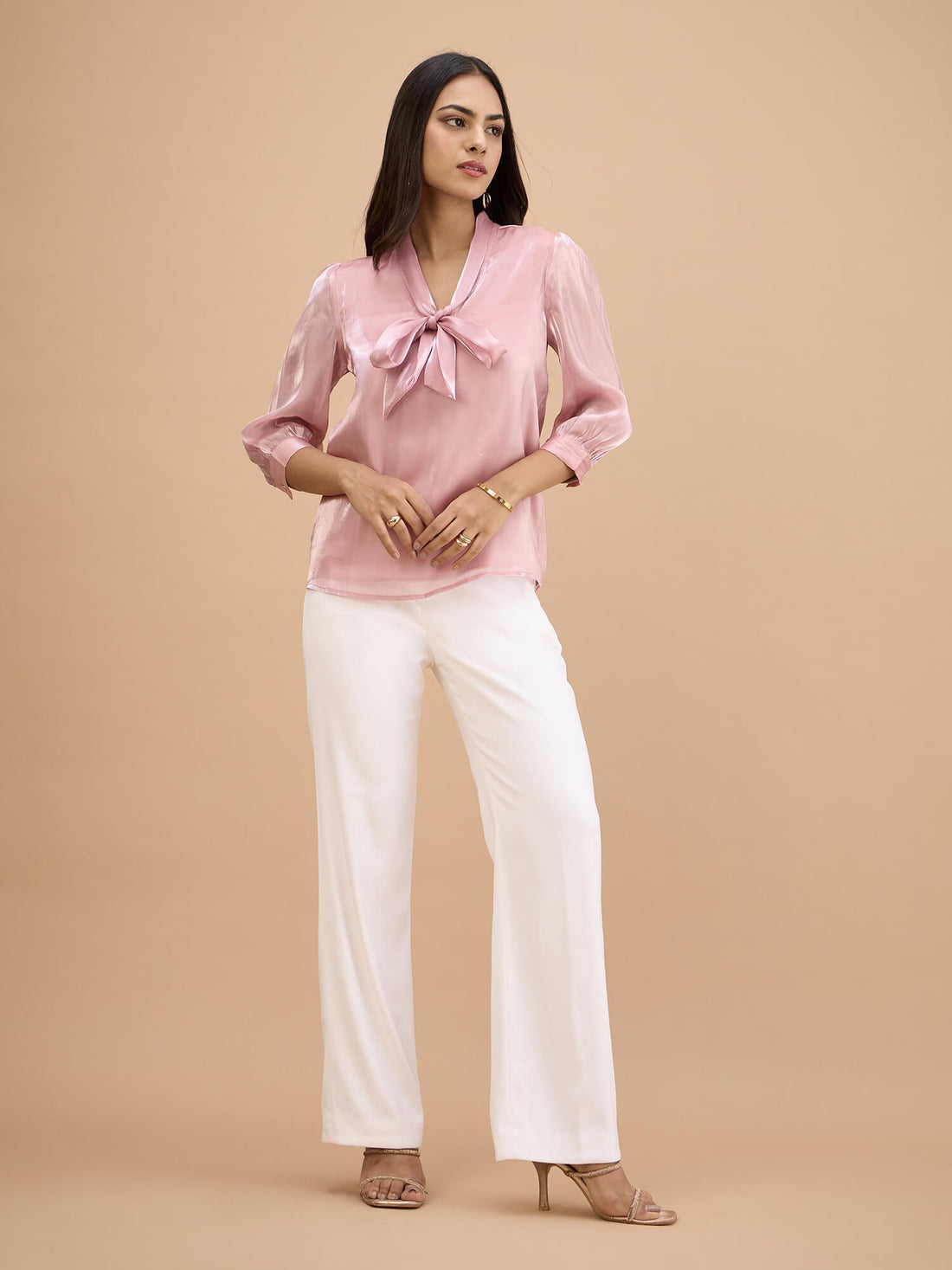 Gleam Tie-up top-Blush Pink