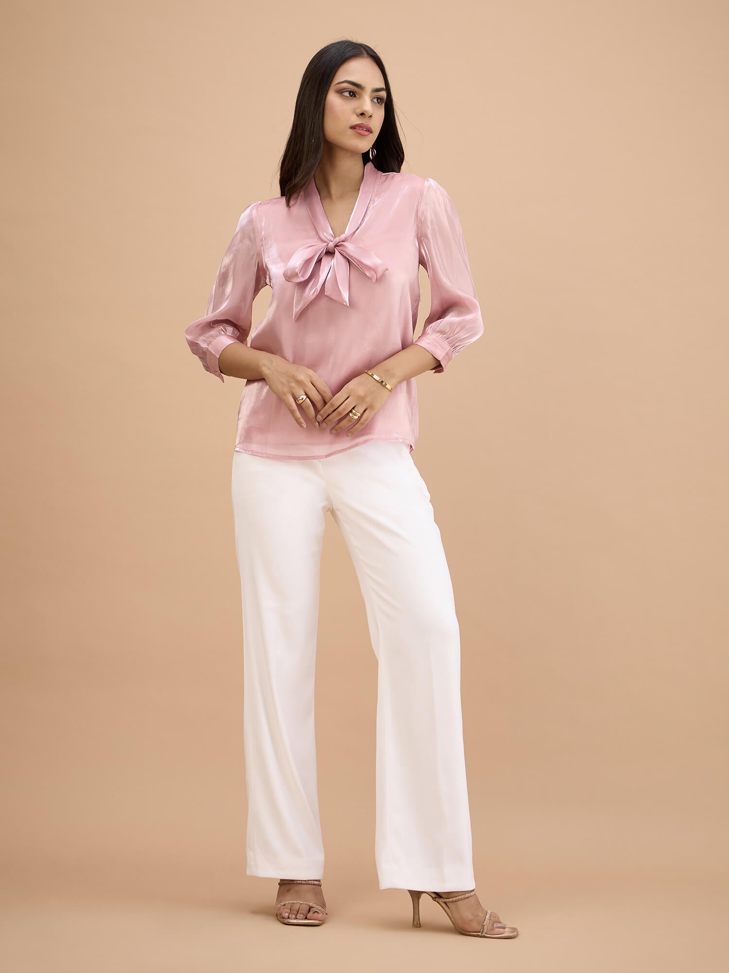 Gleam Tie-up top-Blush Pink
