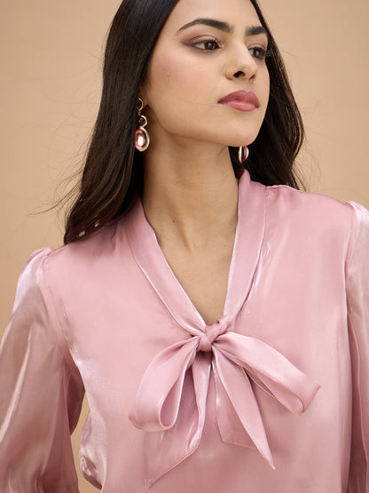 Gleam Tie-up top-Blush Pink
