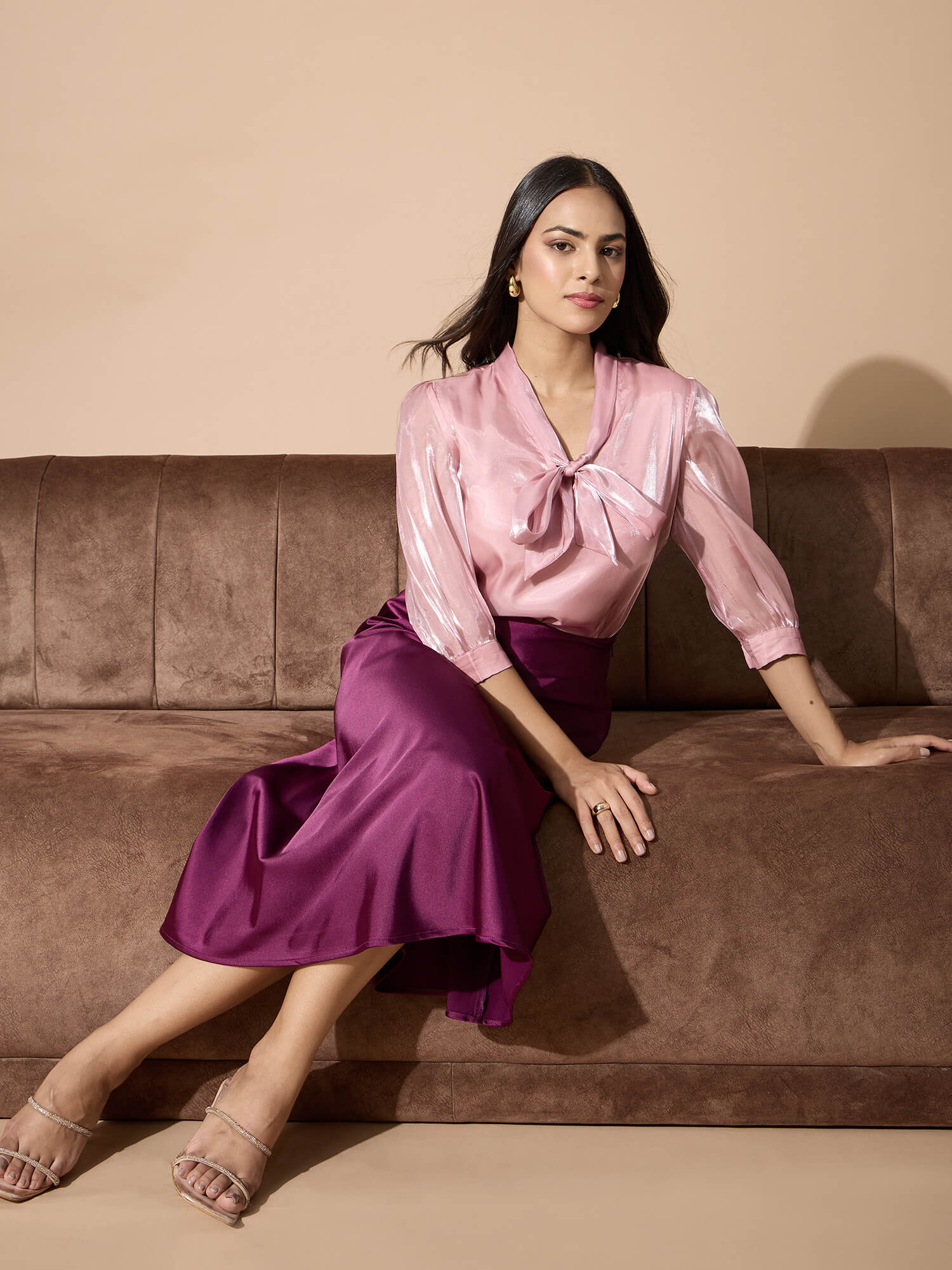 Gleam Tie-up top-Blush Pink