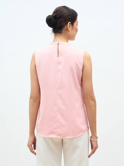 livia Front Pleat Top-Blush Pink