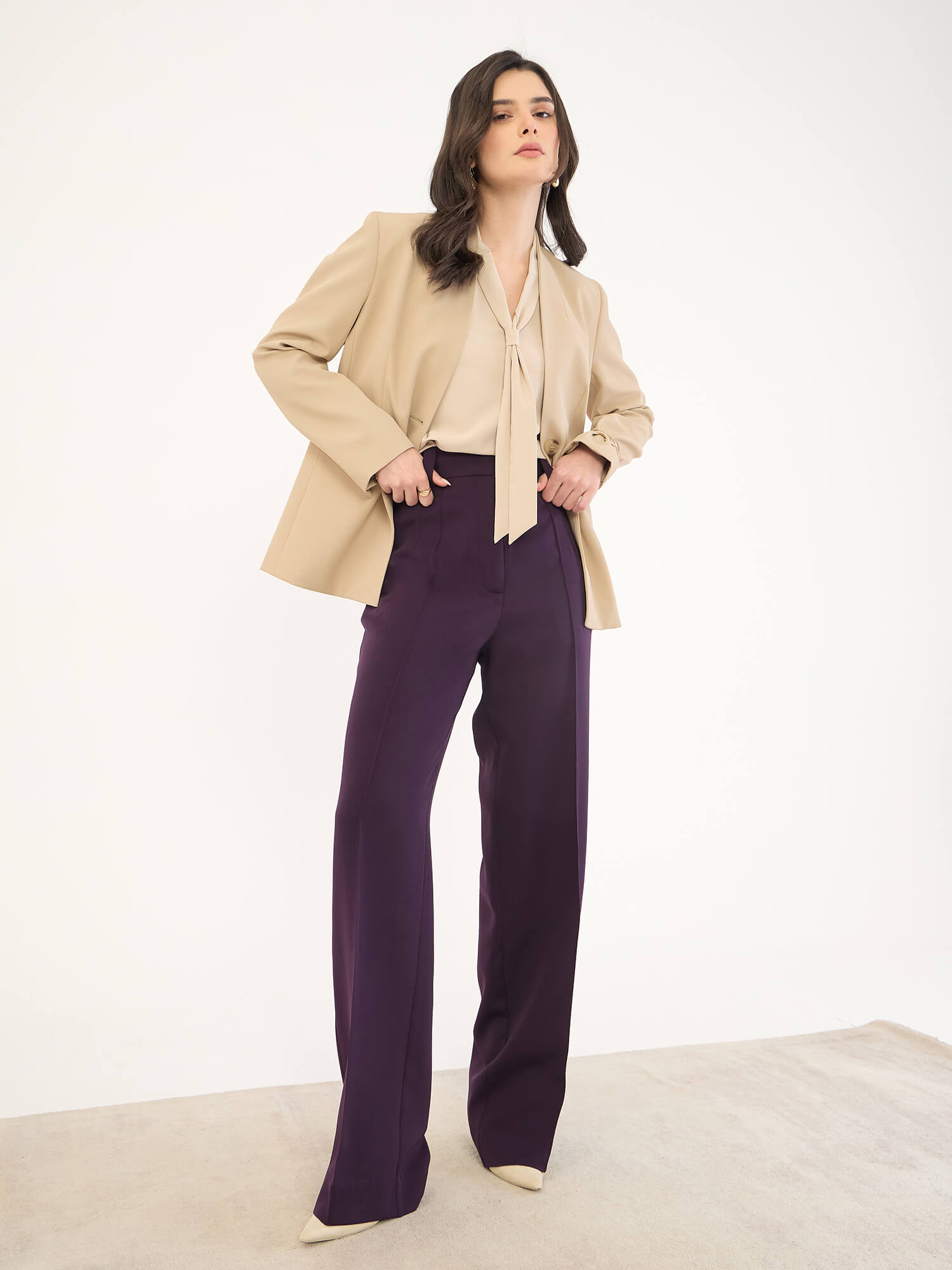 Martine Tie Detail Top -Light Beige