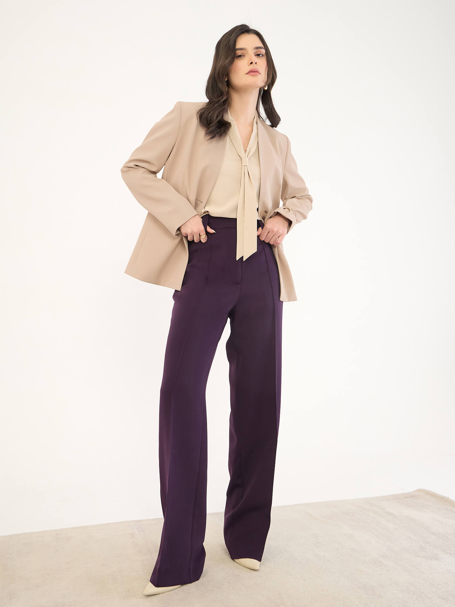 Martine Tie Detail Top -Light Beige